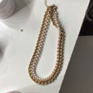 Chic Gold and Pink Chain Necklace